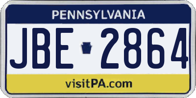 PA license plate JBE2864