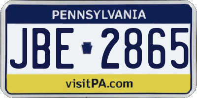 PA license plate JBE2865