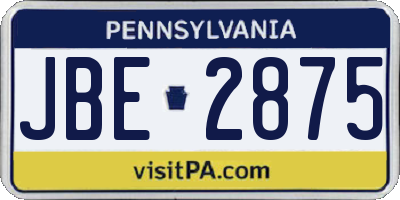 PA license plate JBE2875