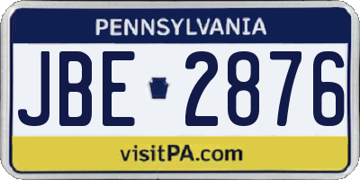 PA license plate JBE2876