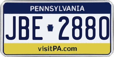 PA license plate JBE2880