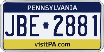 PA license plate JBE2881