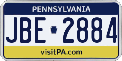 PA license plate JBE2884