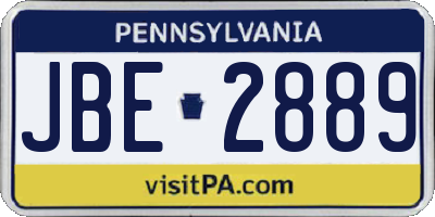 PA license plate JBE2889