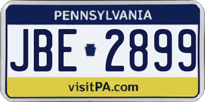 PA license plate JBE2899