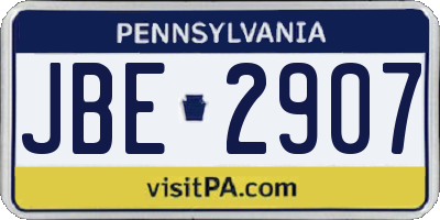 PA license plate JBE2907