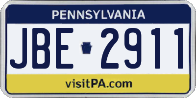 PA license plate JBE2911