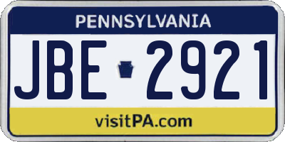 PA license plate JBE2921