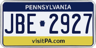 PA license plate JBE2927
