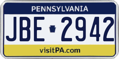 PA license plate JBE2942