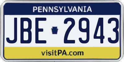 PA license plate JBE2943