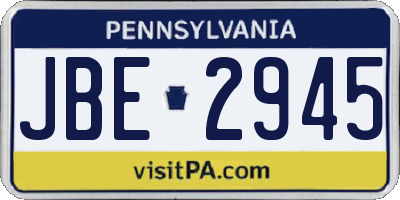 PA license plate JBE2945