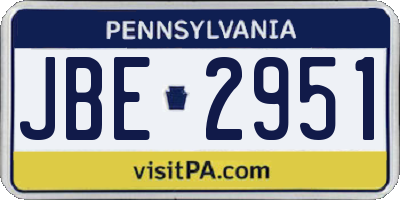 PA license plate JBE2951