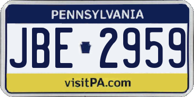 PA license plate JBE2959