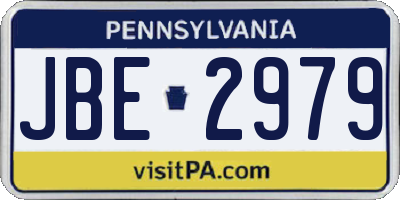 PA license plate JBE2979