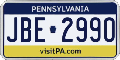 PA license plate JBE2990