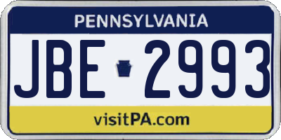 PA license plate JBE2993