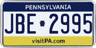 PA license plate JBE2995