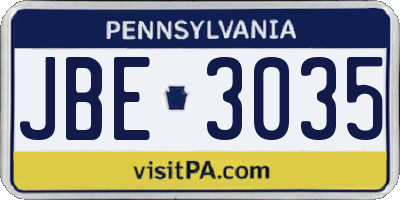 PA license plate JBE3035