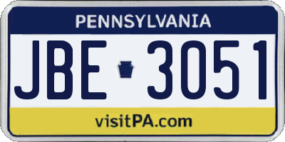 PA license plate JBE3051
