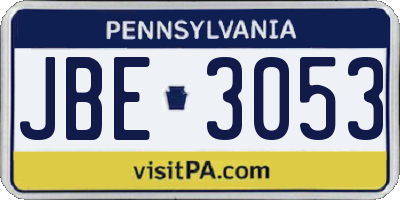 PA license plate JBE3053