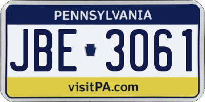 PA license plate JBE3061