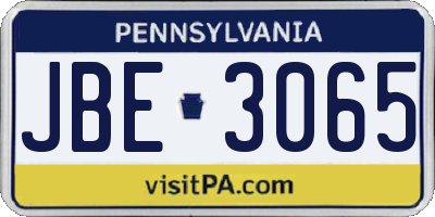 PA license plate JBE3065