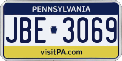 PA license plate JBE3069