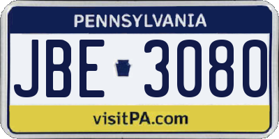 PA license plate JBE3080