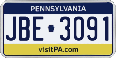 PA license plate JBE3091