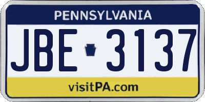 PA license plate JBE3137