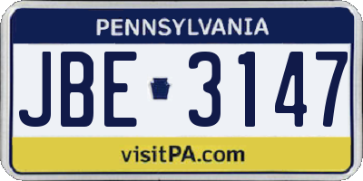PA license plate JBE3147