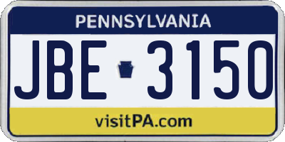 PA license plate JBE3150