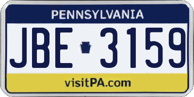 PA license plate JBE3159