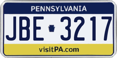 PA license plate JBE3217