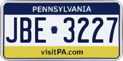 PA license plate JBE3227