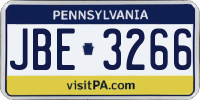 PA license plate JBE3266