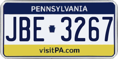 PA license plate JBE3267