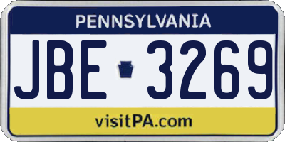 PA license plate JBE3269