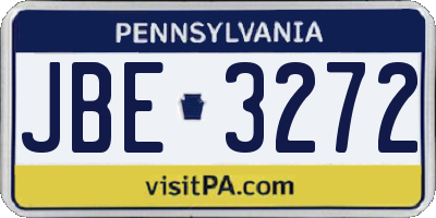 PA license plate JBE3272