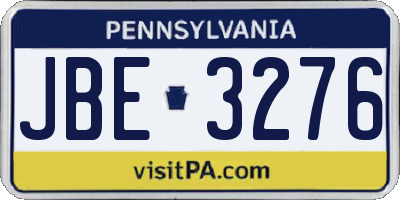 PA license plate JBE3276
