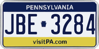 PA license plate JBE3284
