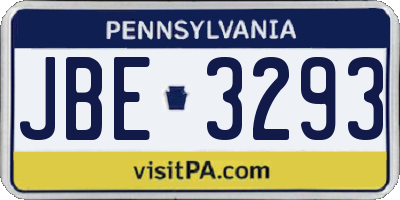 PA license plate JBE3293