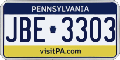 PA license plate JBE3303