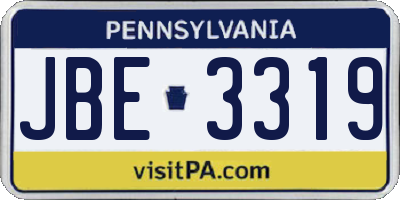 PA license plate JBE3319