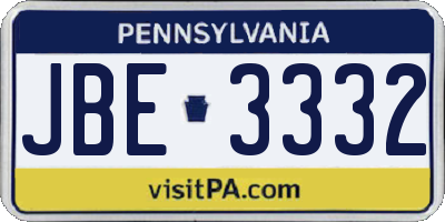 PA license plate JBE3332