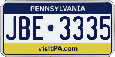 PA license plate JBE3335