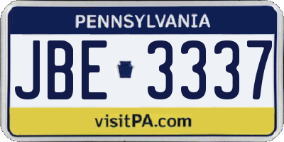 PA license plate JBE3337