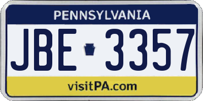 PA license plate JBE3357