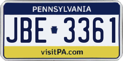 PA license plate JBE3361